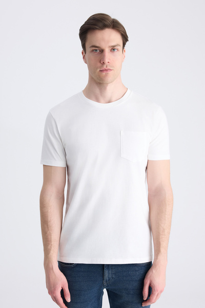 Twn Μπλουζάκι Slim Fit Εκρού από 100% Βαμβάκι