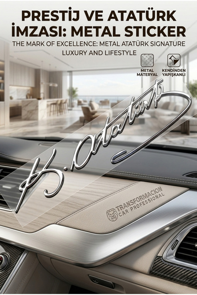 ModaCar 8.5 سم شعار أتاتورك المعدني ثلاثي الأبعاد فائق الفخامة - شعار التوربي...