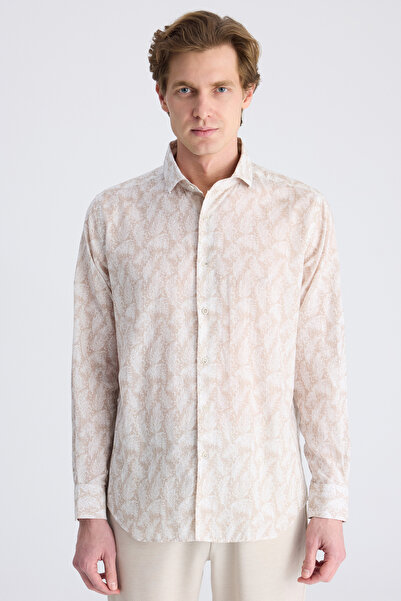 D'S Damat Cămașă Ds Damat Regular Fit, bej, imprimată, 100% bumbac