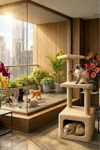 Turkuaz Tırmalama Tr-2111 لوح خدش للقطط مكون من 3 طوابق