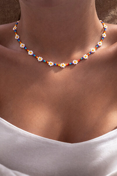 Markiz Takı White Minimal Daisy Women's Necklace