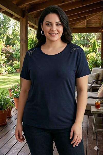 elma abone New Season Women's Low-Sleeve Stone-Embellished Combed Cotton Blouse