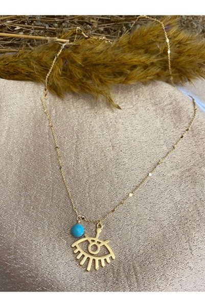 Markiz Takı Blue Bead Eye Necklace