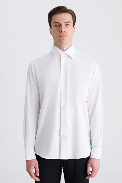 D'S Damat Ds Damat Regular Fit White Dobby Shirt