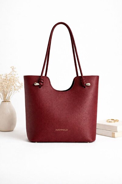 Just Polo justpolo kadın BORDO çok bölmeli omuz ve çapraz çantası premium seri