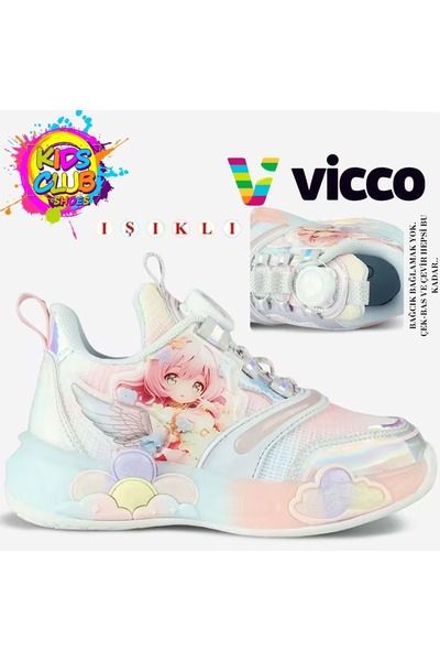 Vicco Yusi Smart Lace-Up Lighted Orthopedic Children's Sports Shoes Silver