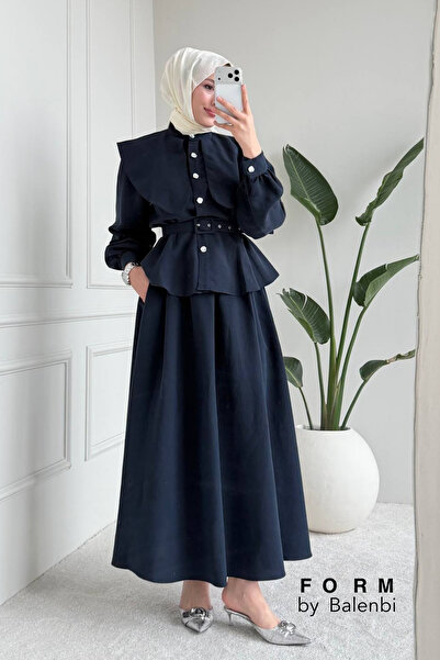 Balenbi Comfortable Cut Belt Detailed Hijab Women's Skirt Suit 1167 – Form Se...