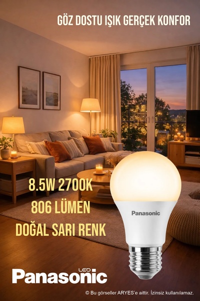 PANASONIC 8.5W E27 LED Ampul 2700K Doğal Sarı 806 Lümen
