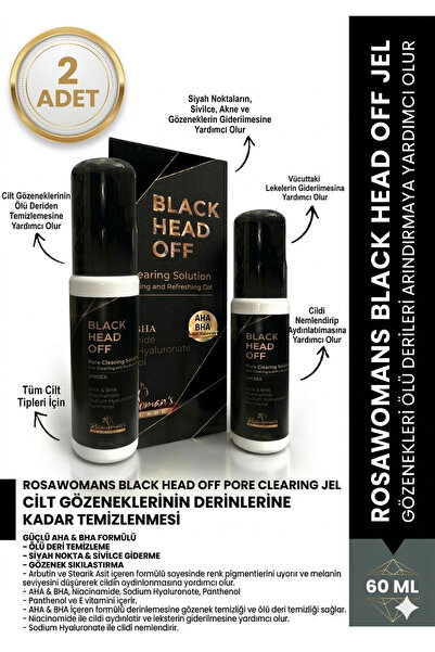 Rosawomans BLACK HEAD OFF Aha Bha Jel. Siyah Nokta , Akne , Svilce ve Ölü Der...