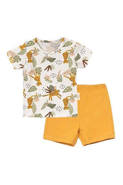 NECİXS BEBEE Leo Tshirt Shorts Suit Mustard