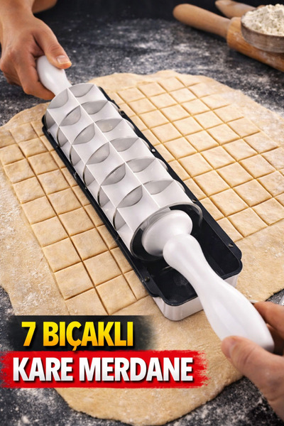 ViATOM İkili Mantı Kesme Mardenesi 7 Bıçaklı Mantı Merdanesi ve Düz Bıçaklı M...