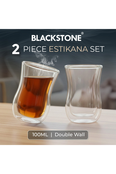 Blackstone طقم من كوبين زجاجيين مزدوجي الجدار من إستيكانا سعة 100 مل، أكواب ق...