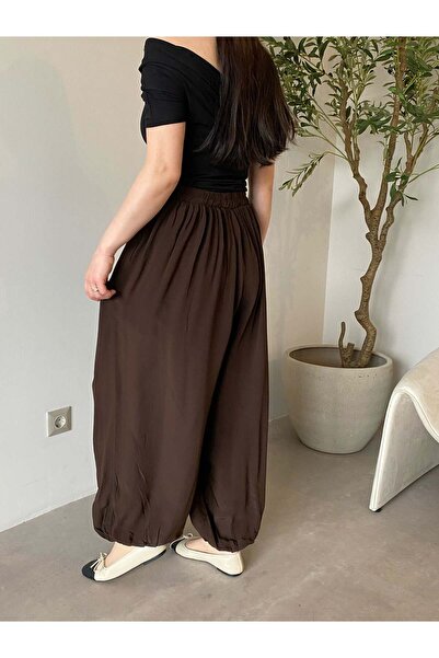 Bade Butik Brown Elasticized Shalwar Trousers
