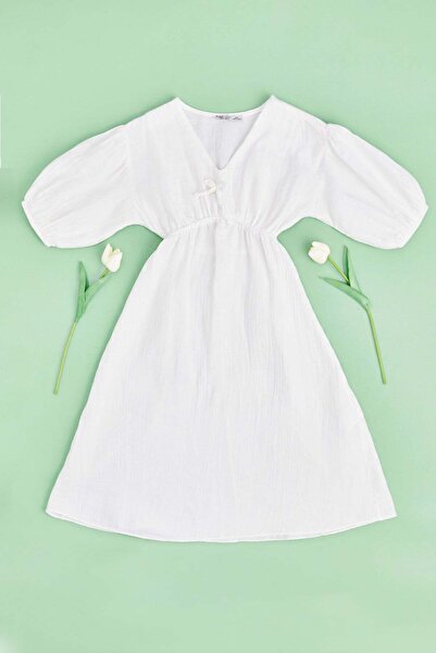 Fulla Moda Φόρεμα για κορίτσια από ύφασμα μουσελίνας με ελαστική μέση