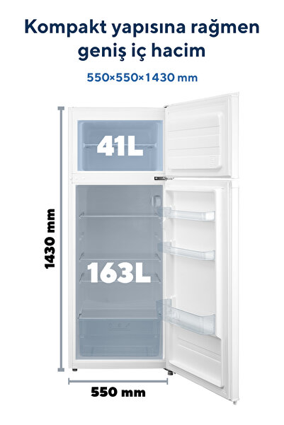 KUMTEL Çift Kapılı Buzdolabı 204L HTMF-210