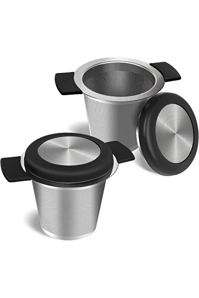 Arabest طقم مصفاة شاي من قطعتين، مصفاة شبكية دقيقة بمقابض سيليكون مقاومة للحرارة