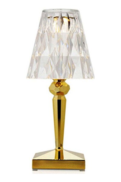 Arabest Crystal Diamond Table Lamp with Touch Control, Gold Finish 23x13x13cm