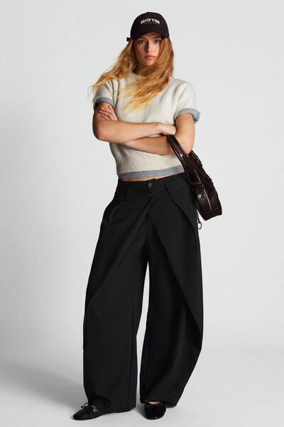 Bershka Pantalón barrel fit plili