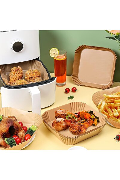 Roll-Up Lüks Airfryer Pişirme Kağıdı - Kare 20cm, 50'li Paket, Yapışmaz, Yağ ...