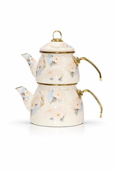 PR HOME Flower Gold Model Emaye Çaydanlık