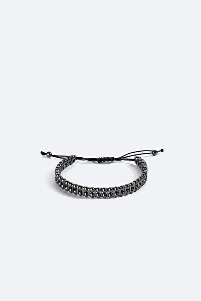 Avva Men's Anthracite Hematite Stone Bracelet B009605