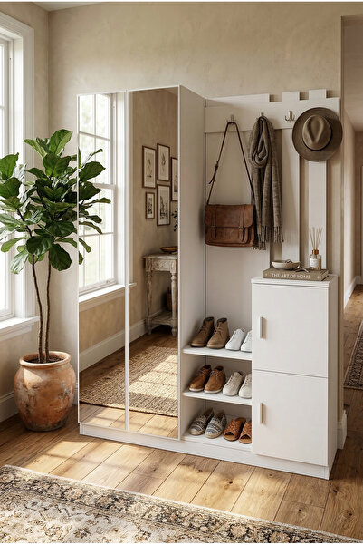 Robin Home Benjamin Vestiyer Portmanto Ayakkabılık Beyaz Dd8-w