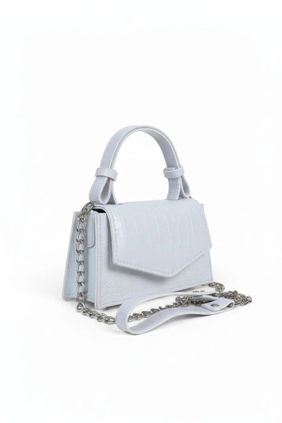Glemix Geantă de mână și de umăr pentru femei Zeus White Croco Chain Strap