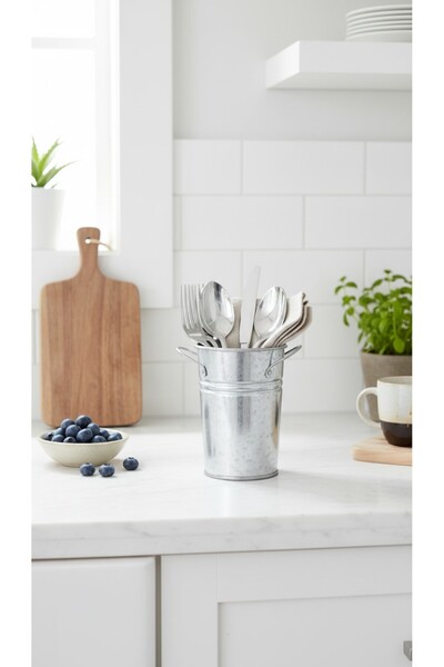 Home GreyfurtArt Metal Kalemlik Organizer Çiçeklik Vazo Metal Gri Kafe Kaşıkl...