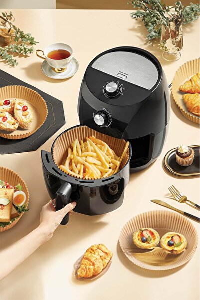 Roll-Up Lüks Airfryer Pişirme Kağıdı - Yuvarlak 20cm, 50'li Paket, Yapışmaz, ...