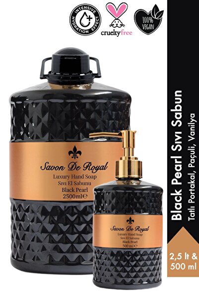 Savon De Royal Black Pearl Luxury Sıvı Sabun 2,5 lt & 500 ml | Portakal, Paçu...