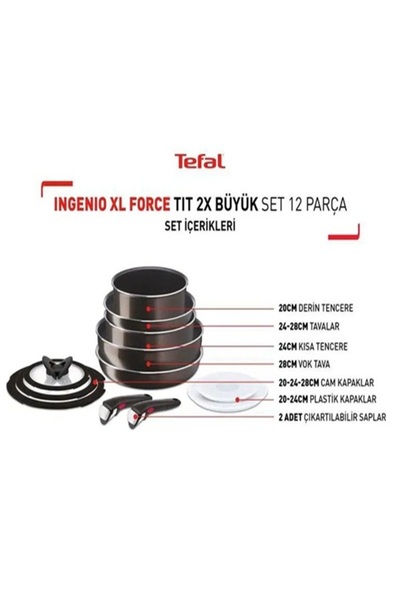 TEFAL مجموعة Ingenio Xl Force Titanium 2x الكبيرة 12 قطعة