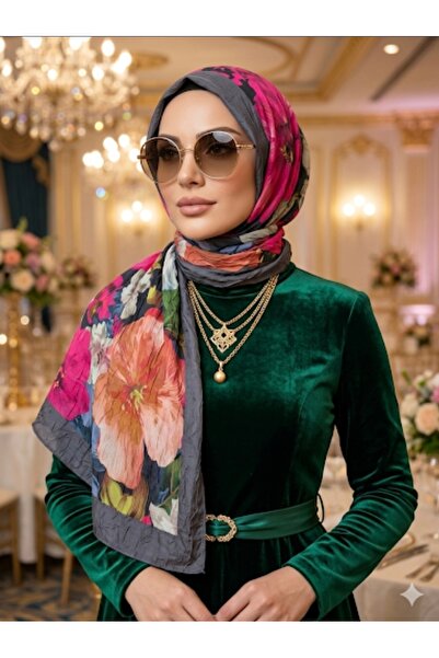 Nazellaa Dijital Gelincik Desen Bambu Soft Şal