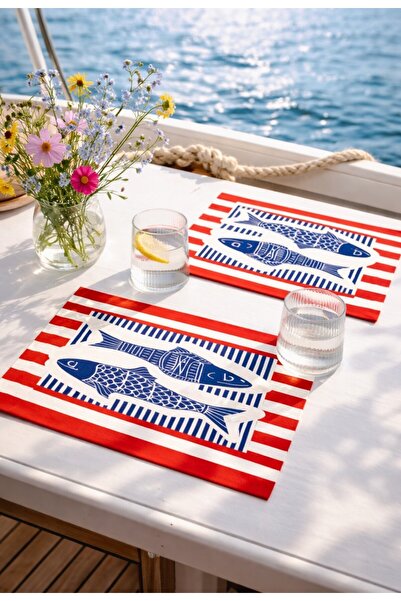 GODE Marine Themed, Fish Printed 2-Pack Placemat Set