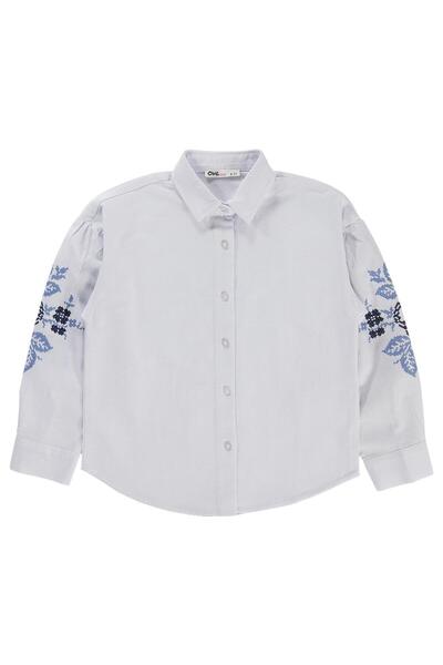 Civil Girls Cross-Stitch Embroidery Shirt for 6-9 Years Old - White