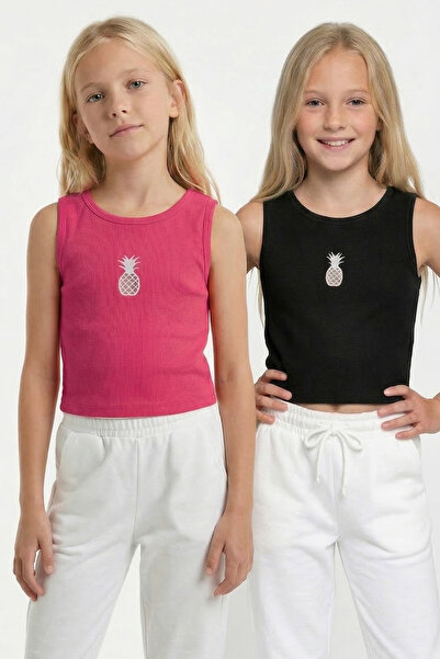 Kyron Set crop din 2 piese din țesătură de bumbac pentru fete - cu culori și ...