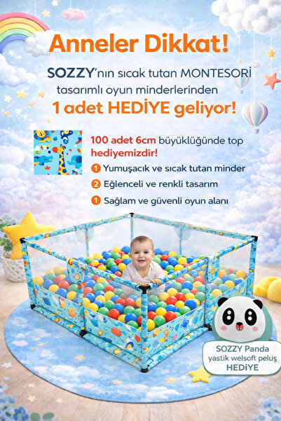 Sozzy Erkek Bebek ve Çocuk Oyun Alanı – Kaymaz Yumuşak Oyun Matı – Güvenli Oy...