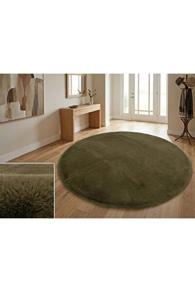Home Carpet Dekor Peluş Yumuşak Dekoratif Halı Yuvarlak Kahverengi