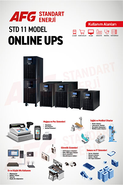 Standart Enerji 3 kVA ONLİNE UPS 3000W STD 11 MODEL Kesintisiz Güç Kaynağı