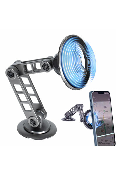 LUDORA Suport telefon auto, brat metalic din aliaj, magnet puternic, pe parbr...