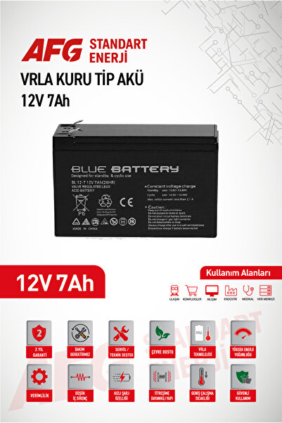 Blue Battery 12V 7Ah Bakımsız Kuru Akü 2025 KASIM Üretim