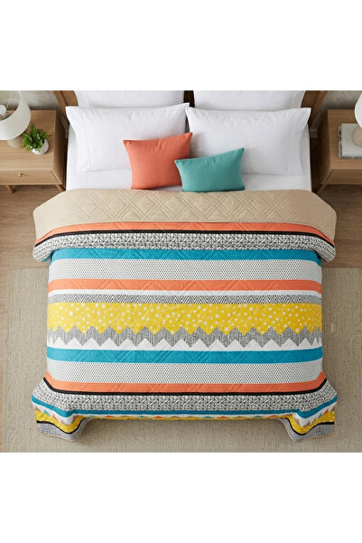 ELEGANCEHOME Modern Geometric Patterned Double Bedspread - 200X220 cm - Multi...