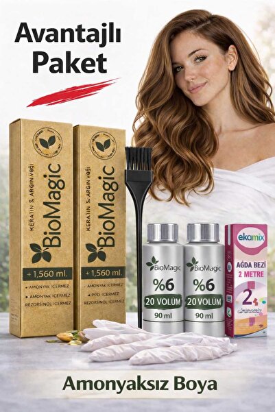 BIOMAGIC Organik Amonyaksız Saç Boyası (derin Mavi Siyah-1.01)+oksidan (2 Ade...