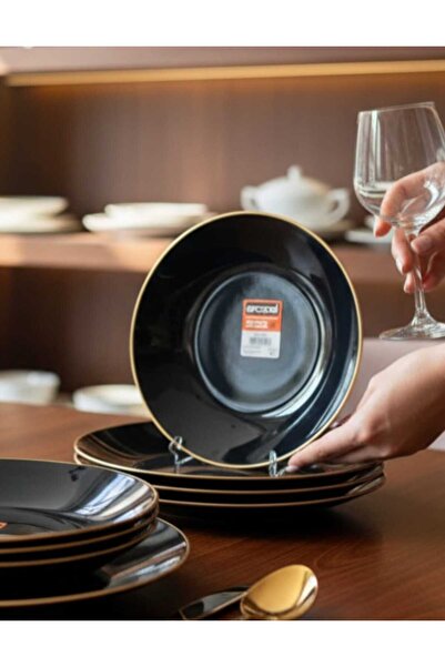 Luminarc Arcopal Zelie 6-Piece 20 cm Gilded Black Dinner Plate Gld