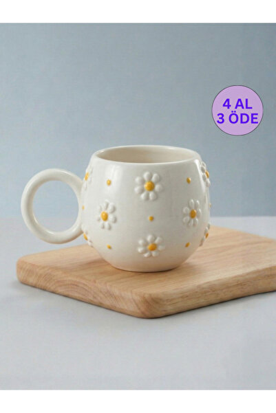 Home Papatya Kabartmalı Tekli El Yapımı Kupa