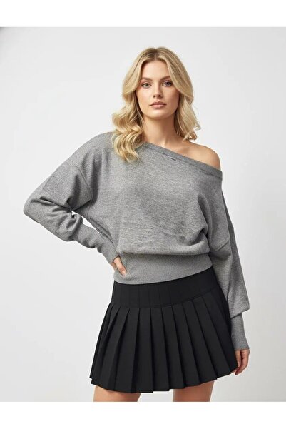 Park Karon Women's Wide Neckline Sleeve Detail Premium Yarn Soft Textured Kni...