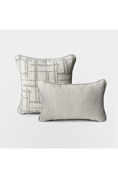 Lidoma Home "Grid & Solid" Textured Patterned Throw Pillow Cover Set