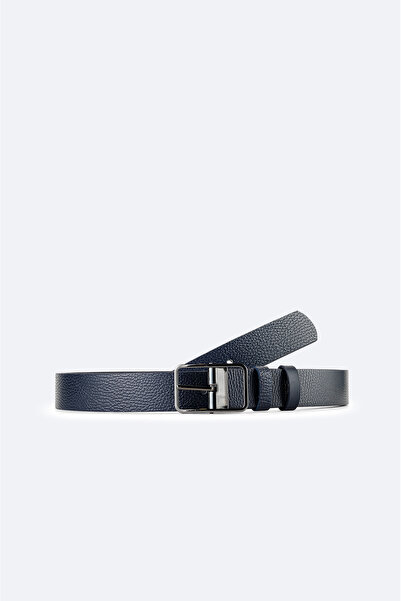 Avva Men's Navy Blue 100% Leather Double-Sided Belt A42Y9310