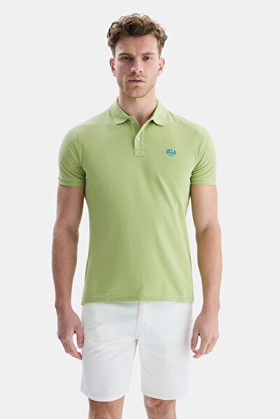 UCLA Lakes Light Green Polo Collar Embroidered Standard Fit Men's Tshirt