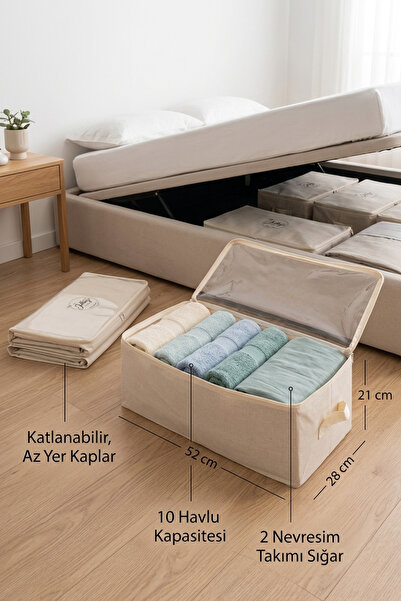 Textile sweet Orta Boy Krem Baza Altı Düzenliyici Hurç 52x28x21