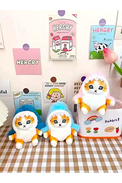 Pufline Köpek Balığı Kostümü Giymiş Kedi Peluş Oyuncak